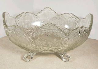 Vintage Jeanette Glass Co.  4 Footed Oval Fruit Bowl 1950 