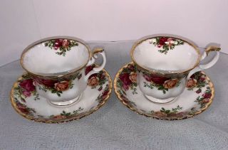 Vintage 1962 Royal Albert England Old Country Roses Tea Cup & Saucer Set Of 2