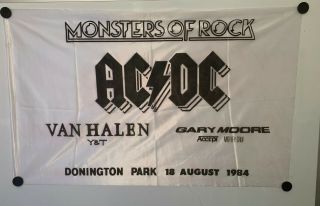 Very Rare Donington 1984 Flag Ac/dc Van Halen Gary Moore Motley Crue