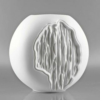 Op / Pop Art German Kaiser 1960s Mid Century Matte White Discus Porcelain Vase