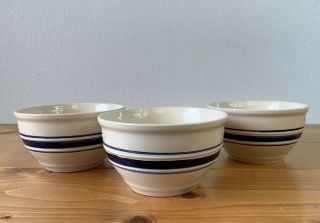 Tienshan Country Crock Stoneware Bowls Set of 3 Blue Stripe Ceral Soup Farmhouse 2