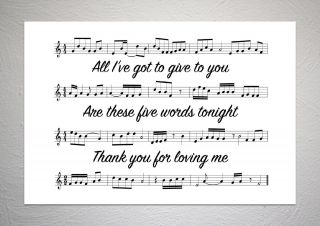 Bon Jovi - Thank You For Loving Me - Song Sheet Print Poster Art