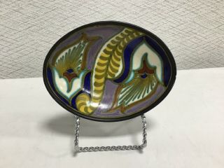 Vintage Gouda Holland Hand Painted Porcelain Small Oval Dish 5 1/2 X 4 1/4