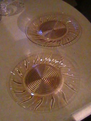 2 Jeannette Glass Swirl Pink Dinner Plates 9 1/4 "
