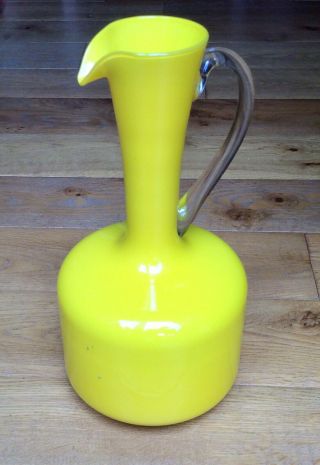 Rare Perfect 1960s Empoli Italian Large (31.  5cm) Canary Yellow Glass Pitcher/jug
