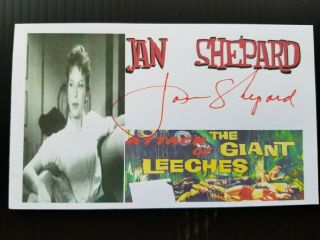 Jan Shepard " Attack Of The Giant Leeches " Autographed 3x5 Index Card