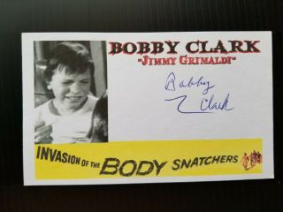 " Invasion Of The Body Snatchers " Bobby Clarke " Jimmy " Autographed 3x5 Index Card