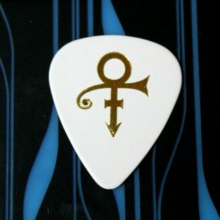 Prince // Custom Tour Guitar Pick // White Pearloid Gold Symbols