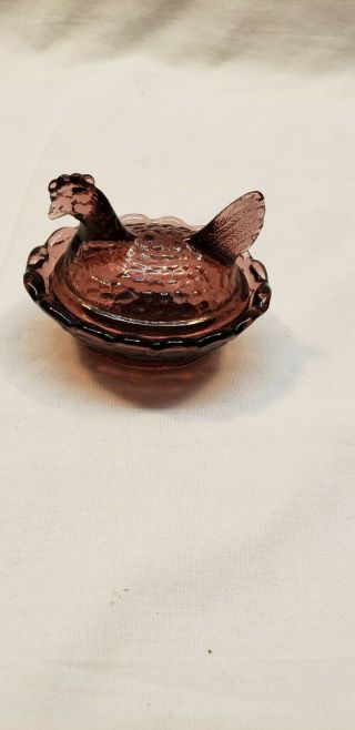 Mini Glass Hen On Nest Dish 2 - 1/2 " Degenhart D In Heart Mark Purple