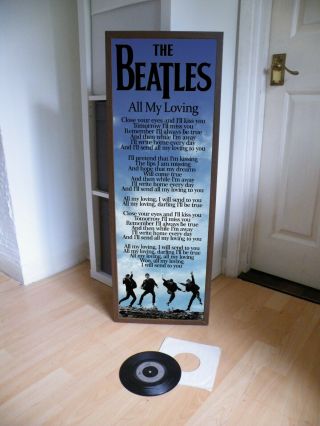 The Beatles All My Loving Promotional Poster Lyric Sheet,  Help,  Sgt Pepper,
