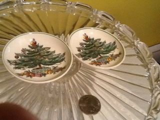 Vintage Set Of Two Spode Christmas Tree Butter Pats Dishes England