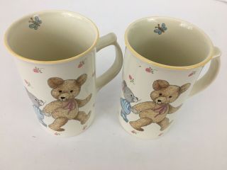 Mikasa Set Of 2 Teddy Bear Collectors Ceramic Tall Cup Mug Mice Strawberries