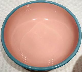 Set Of 3 6 3/4” Rio Century Stoneware Pink and Turquoise Blue Bowls Japan 4