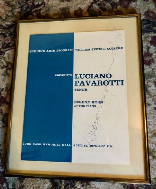 Luciano Pavarotti / Eugene Kohn - Framed Autographed Program 1975
