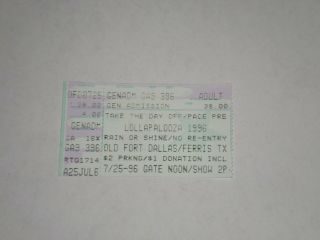 Lollapalooza Concert Ticket Stub - 1996 - Metallica - Soundgarden - Trick - Devo - Tx