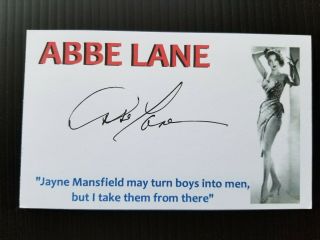 Abbe Lane Autographed 3x5 Index Card