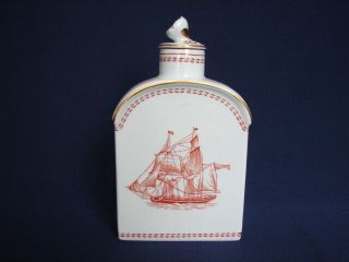 Spode Red Trade Winds 5 - 3/4 " Tea Caddy With Lid Clipper Ships