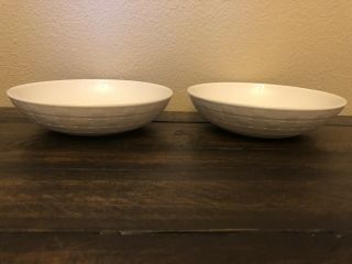 Kate Spade Oakwilde Lane Soup /cereal Bowls White Basket Weave Set Of 2