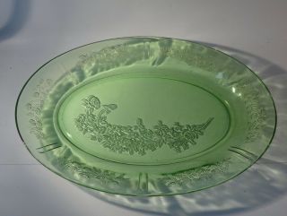 Sharon/cabbage Rose Green 1 Oval Platter 9 " By 12 "