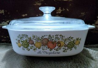 Corning Ware Spice Of Life La Marjolaine 2 Quart Casserole With Pyrex Lid A - 2 - B
