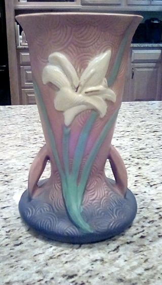 Vintage Brown Roseville Zephyr Lily 136 - 9 " Vase
