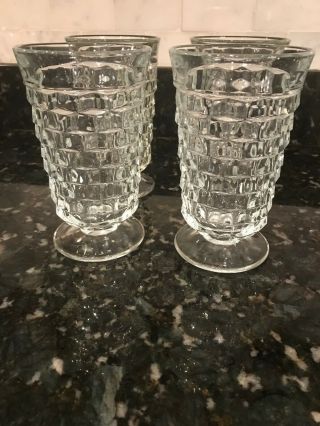 4 Cubist Fostoria Whitehall Colony American Clear Straight Top Iced Tea Glasses