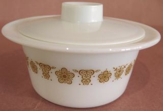 Corelle Pyrex Butterfly Gold Round Butter Dish With Plastic Lid Corning Ware