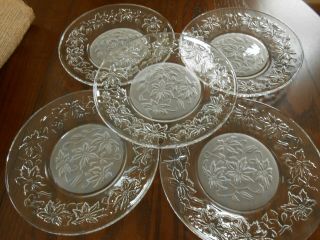 Princess House Crystal Fantasia 8 Inch Salad Plate Frosted Center Five Plates