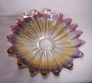 Carnival Glass Bowl Mauve Lustre 11 1/4 " Midcentry Modern Large