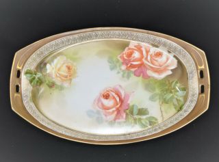 Antique R.  S.  Prussia Germany Open Handled Vanity Tray Celery Dish