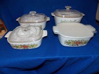 8 Piece Corning Ware Spice Of Life Set Of 4 Casseroles W/lids 1 1.  5 2 3 Or 4 Ltr