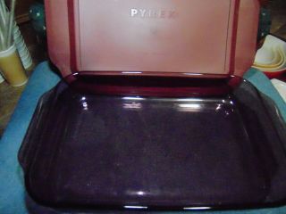 Pyrex Oblong 3 Quart Cranberry Baking Dish,  13 " X 9 " With Lid