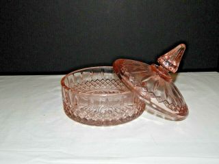 Pink Depression Glass Candy Dish With Lid 2