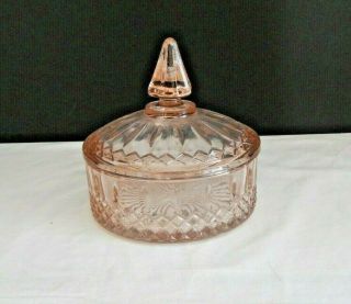 Pink Depression Glass Candy Dish With Lid 3
