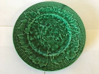 Vintage Majolica Green Leaf Plate
