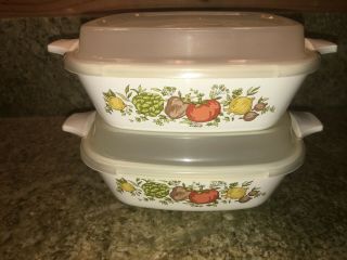 Set Of 2 Corning Ware 1.  75 Cup Casserole Spice Of Life P - 41 - B W/ Plastic Lid