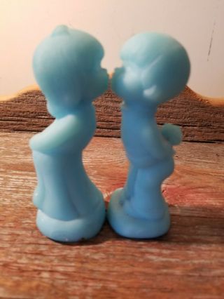 Blue Fenton Kissing Kids 4 1/2 In Tall Good Shape No Chips Or As Pair