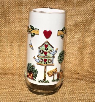 Thomson Pottery Birdhouse Glasses Set Of 4 Tumblers 16 Ounce Libbey