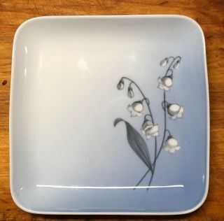 Vintage Bing & Grondahl Porcelain 5” Square Trinket Dish Denmark Lily Of Valley