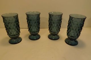 Set Of 4 Colony Whitehall Riviera Blue Footed Juice Glasses Fostoria American
