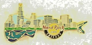 Hard Rock Cafe Chicago Skyline Guitar Pin