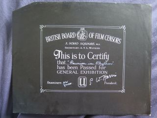 British Bbfc Film Certification Card Reunion In Rhythm 1936 Little Rascals