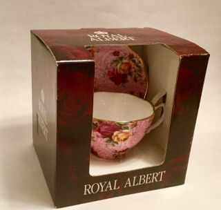 Royal Albert “Dusky Pink Lace” Teacup and Saucer Fine Bone China 6
