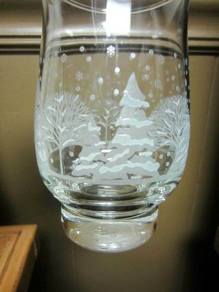Vtg Libbey Arbys Set Of 7 Christmas Winter Frosted Tree Etched Glasses 5 1/2 "