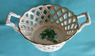 Hand Painted Porcelain Basket With Handles,  Hungary