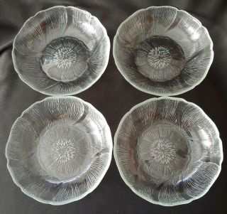 Set Of 4 Arcoroc Fleur Clear Glass Fruit Dessert Bowls 5 3/4 "
