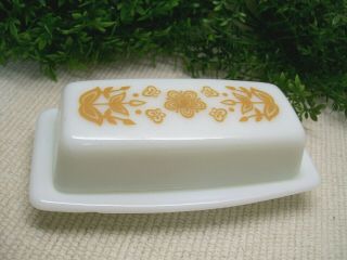 Pyrex Corelle Gold Butterfly 2pc 1/4 Lb Covered Butter Dish Corning