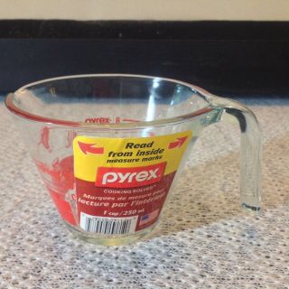Vtg Pyrex Red Letter 1 Cup 8 Oz Reverse Read From Inside Measuring Cup Newoldsto
