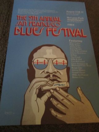 5th Annual San Francisco Blues Festival Poster 1977 Albert Collins