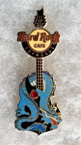 Hard Rock Cafe Foxwoods Dragon Guitar Series Blue Dragon With Gem Pin 65461